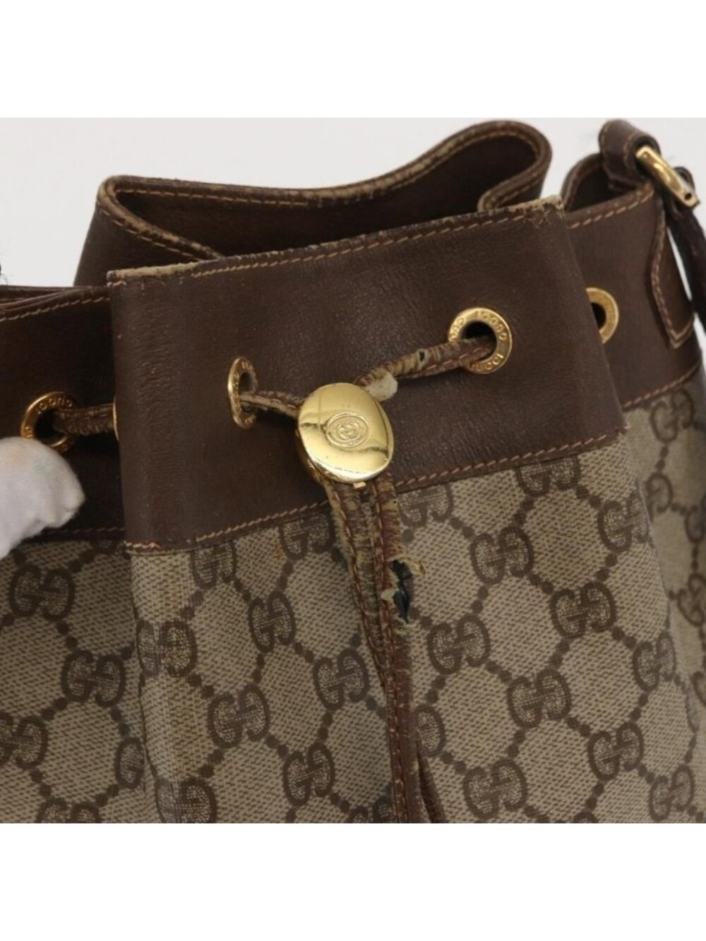 Authentic GUCCI GG Supreme Web Sherry Line Bag PVC Beige Gold 164 02 085 - Picture 2 of 16